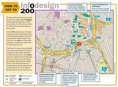Wayfinding map for the InfoDesign 2000 conference in Coventry