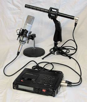 Marantz PMD650 MiniDisc recorder and microphones